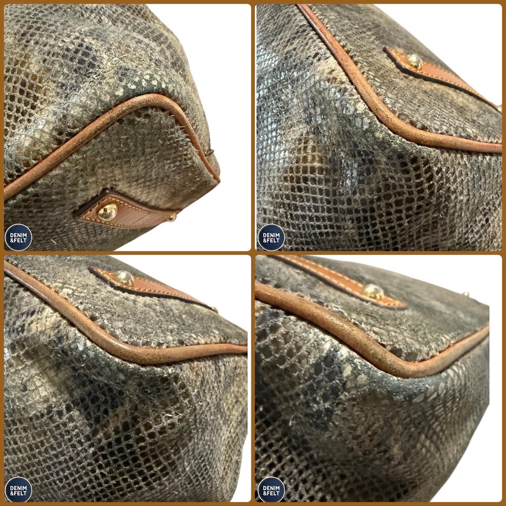 Dooney & Bourke Snakeskin Embossed Leather Tote Shoulder Bag Zip Top Brown Large - Picture 14 of 14